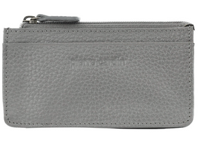 Pierre Cardin Womens RFID Leather Coin Purse Wallet - Steel (w/ Keyring)