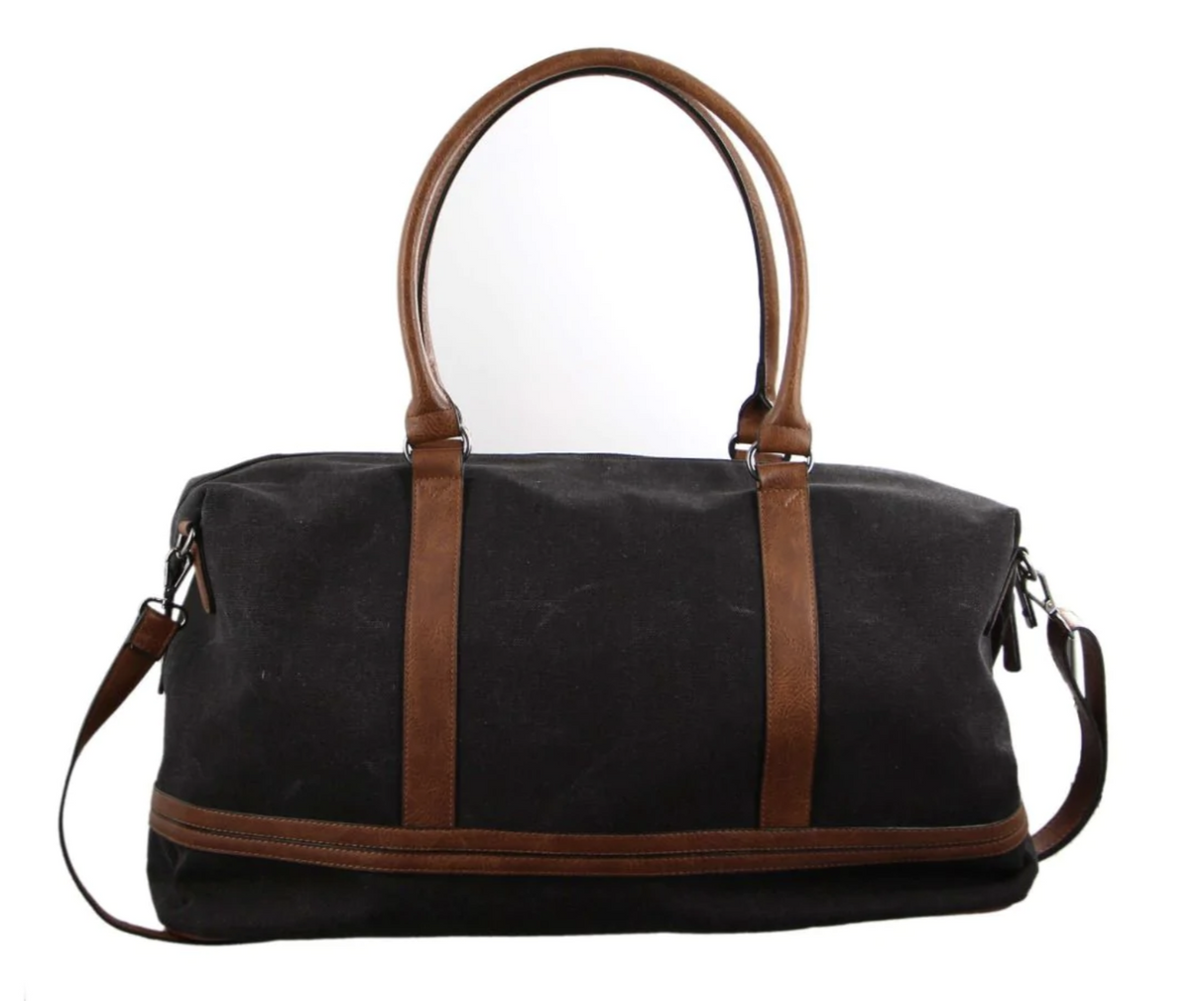Pierre Cardin Canvas Overnight Bag Business Travel Luggage Weekend Duffle Unisex - Black