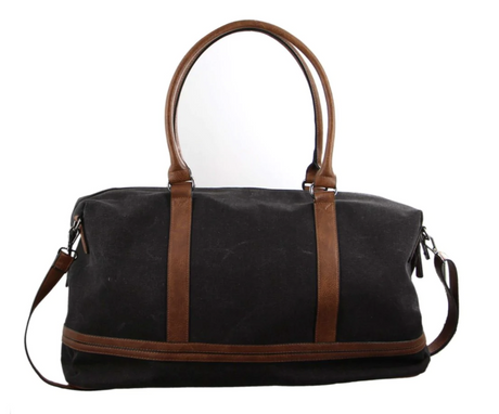 Pierre Cardin Canvas Overnight Bag Business Travel Luggage Weekend Duffle Unisex - Black