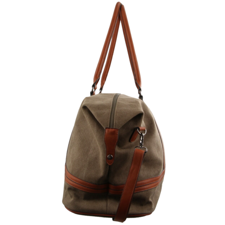 Pierre Cardin Canvas Overnight Bag Business Travel Luggage Weekend Duffle Unisex - Brown