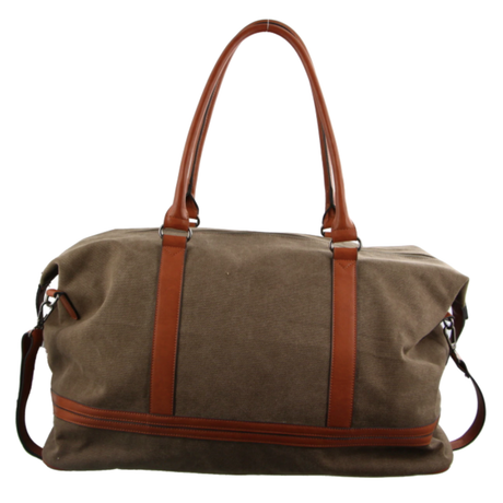 Pierre Cardin Canvas Overnight Bag Business Travel Luggage Weekend Duffle Unisex - Brown
