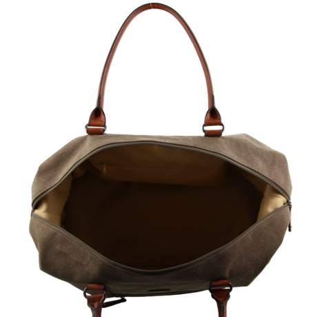 Pierre Cardin Canvas Overnight Bag Business Travel Luggage Weekend Duffle Unisex - Brown