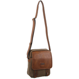 Pierre Cardin Unisex Canvas Crossbody Messenger Sling Bag - Brown/Cognac