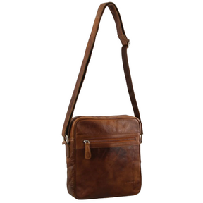 Pierre Cardin Mens Rustic Leather Shoulder Bag for Tablet iPad Pouch Case Sling