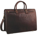 Pierre Cardin Mens Rustic Leather 15" Laptop Computer Shoulder Bag Handbag Briefcase - Chestnut