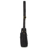 Pierre Cardin Rustic Leather Cross Body Bag Messenger Mens Satchel Day Pack - Black