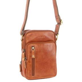 Pierre Cardin Crossbody Unisex Sling Shoulder Messenger Bag - Cognac (Travel)