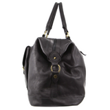 Pierre Cardin Mens Leather Business Overnight Bag Luggage Duffle Weekend Travel - Black