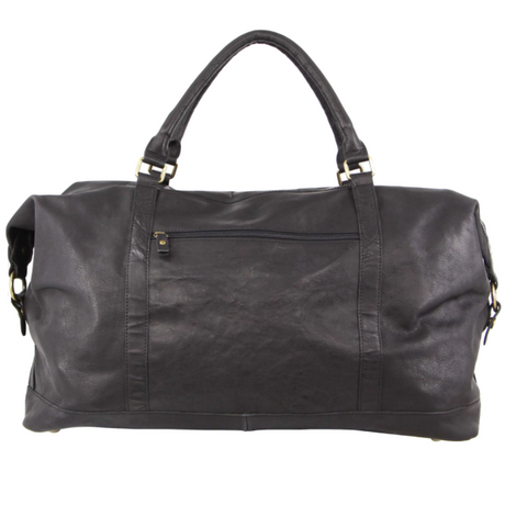 Pierre Cardin Mens Leather Business Overnight Bag Luggage Duffle Weekend Travel - Black