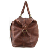 Pierre Cardin Mens Leather Business Overnight Duffle Bag - Chestnut