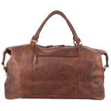 Pierre Cardin Mens Leather Business Overnight Duffle Bag - Chestnut