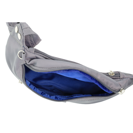 Pierre Cardin Anti-Theft Waist Bum Bag Belt Pouch Travel Hiking Zip Wallet - Grey