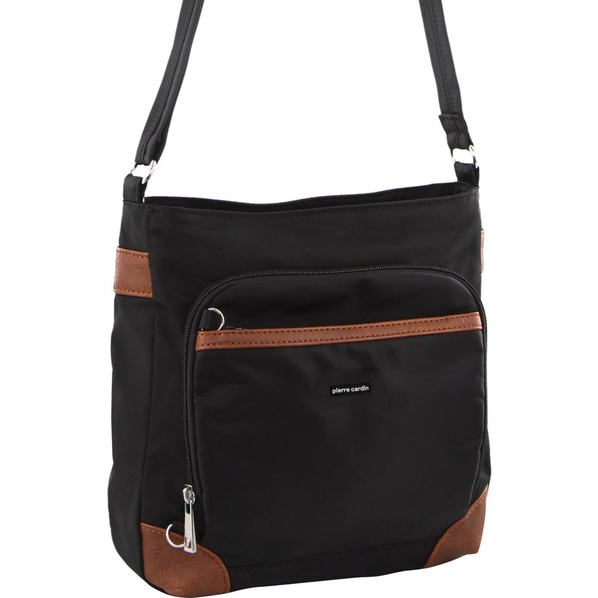 Pierre Cardin Nylon Cross Body Bag Slash Proof Shoulder in Black