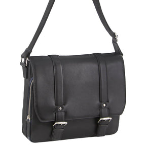 Pierre Cardin Pebbled Leather 13" Laptop Overnight Satchel - Black
