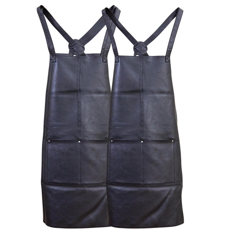 2x Pierre Cardin Professional Leather Apron Butcher Woodwork Barber Chef - Matte Black