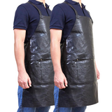 2x Pierre Cardin Professional Leather Apron Butcher Woodwork Barber Chef - Shiny Black