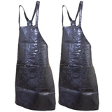 2x Pierre Cardin Professional Leather Apron Butcher Woodwork Barber Chef - Shiny Black