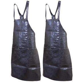 2x Pierre Cardin Professional Leather Apron Butcher Woodwork Barber Chef - Shiny Black