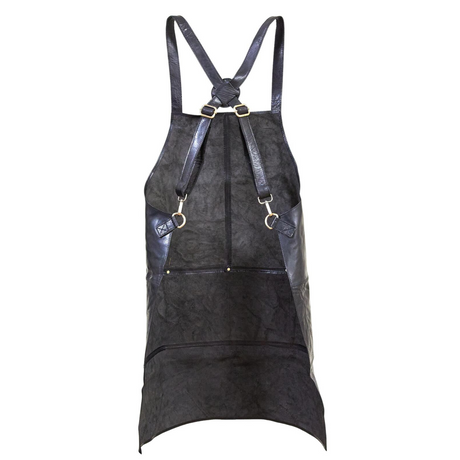 2x Pierre Cardin Professional Leather Apron Butcher Woodwork Barber Chef - Shiny Black