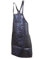 Pierre Cardin Professional Leather Apron Butcher Woodwork Hairdressing Barber Chef - Shiny Black