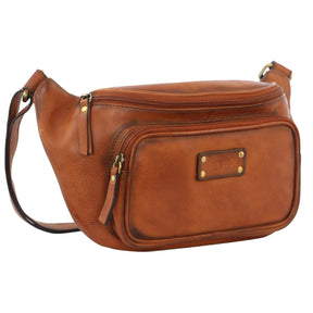 Pierre Cardin Leather Sling Crossbody Shoulder Chest Bag - Cognac (Travel)