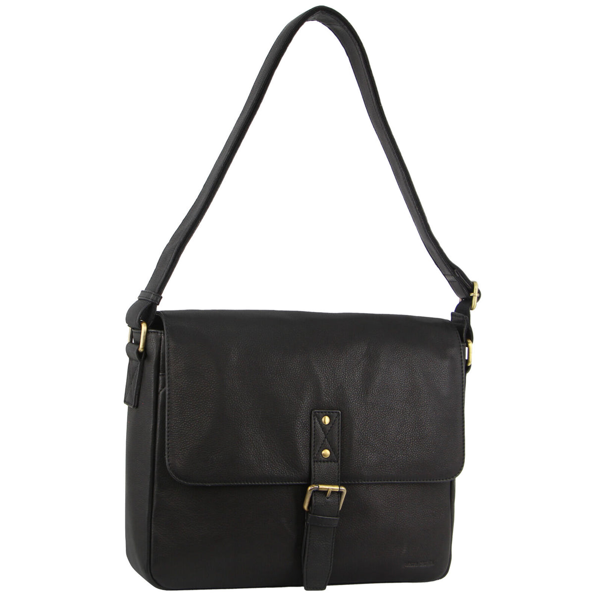 Pierre Cardin Leather Business Bag in Black with Laptop/Computer Sleeve