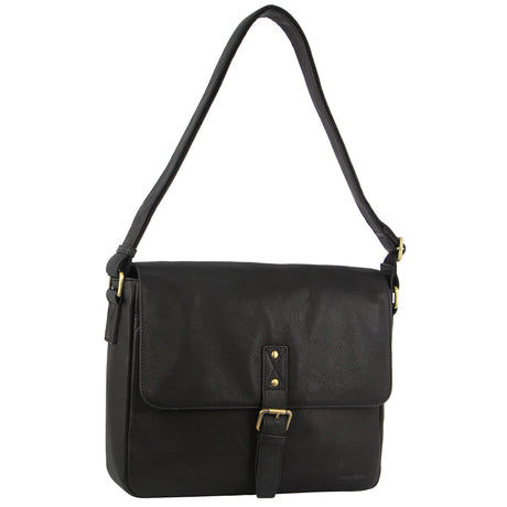 Pierre Cardin Leather Business Bag in Black with Laptop/Computer Sleeve