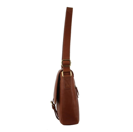 Pierre Cardin Leather Business Bag in Dark Tan with Laptop/Computer Sleeve