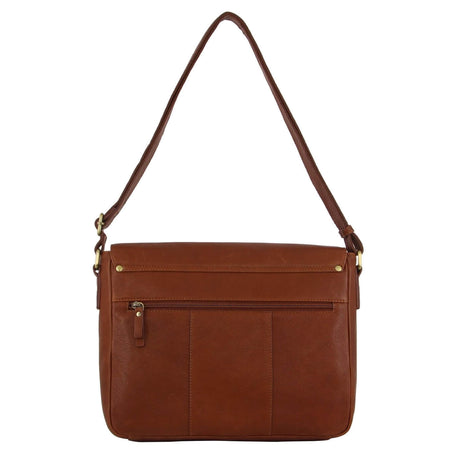 Pierre Cardin Leather Business Bag in Dark Tan with Laptop/Computer Sleeve