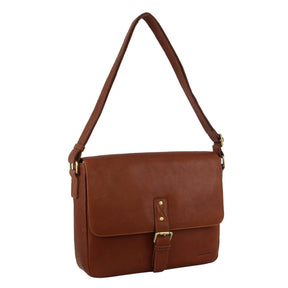 Pierre Cardin Leather Business Bag - Dark Tan (with Laptop/Computer Sleeve)