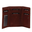 Pierre Cardin Womens Leather Wallet Stich Design Large Tri-Fold in Tan Brown