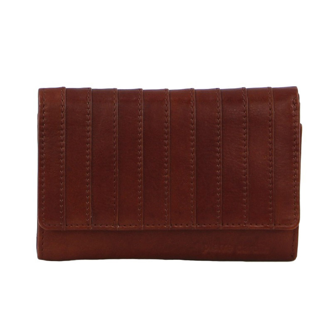 Pierre Cardin Womens Leather Wallet Stich Design Large Tri-Fold in Tan Brown