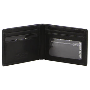 Pierre Cardin Mens Leather Slimline Bi-Fold Wallet - Black (Credit Card Slots)