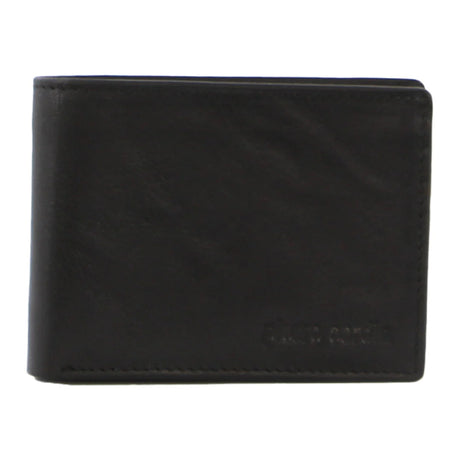 Pierre Cardin Mens Leather Wallet Bi-Fold RFID Credit Card Slots Flap - Black