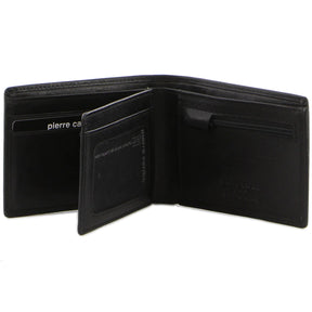 Pierre Cardin Mens Leather Bi-Fold RFID Wallet - Black (Credit Card Slots Flap)