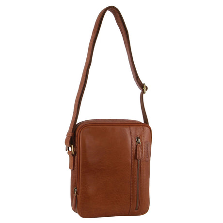 Pierre Cardin Rustic Leather Business Crossbody Bag - Tan (iPad Tablet)