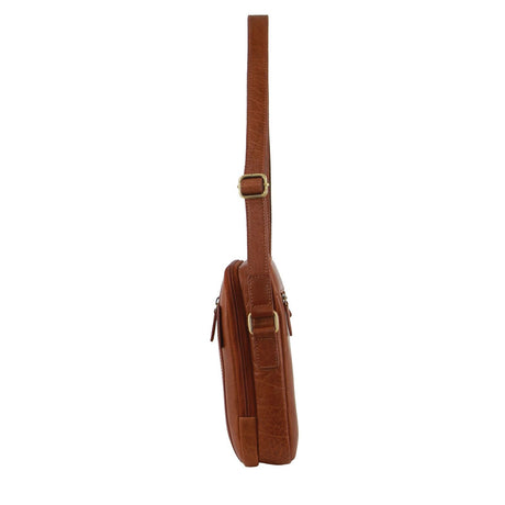 Pierre Cardin Rustic Leather Business Crossbody Bag - Tan (iPad Tablet)