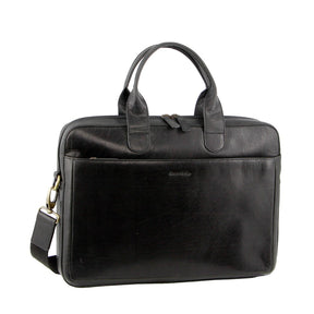 Pierre Cardin Mens Italian Leather 15" Laptop Bag - Black