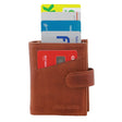 Pierre Cardin Leather Smart Slide Card Holder Tab Wallet with Buckle RFID - Tan