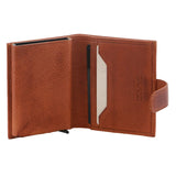 Pierre Cardin Leather Smart Slide Card Holder Tab Wallet with Buckle RFID - Tan