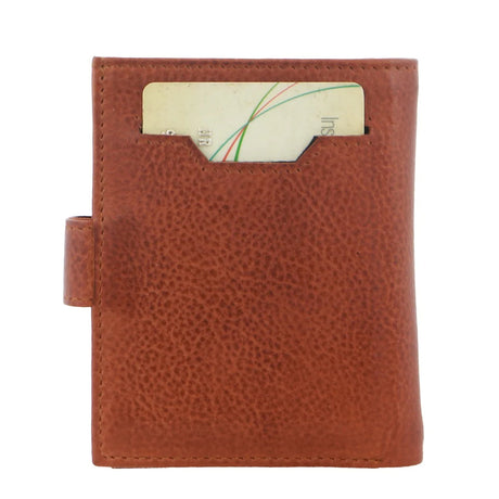 Pierre Cardin Leather Smart Slide Card Holder Tab Wallet with Buckle RFID - Tan