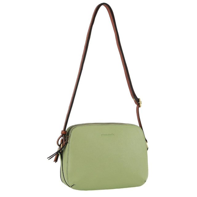 Pierre Cardin Leather Cross Body Bag Dual Zip Adjustable Strap Shoulder Clutch