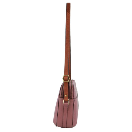 Pierre Cardin Leather Cross Body Bag - Dual Zip Shoulder Clutch - Rose