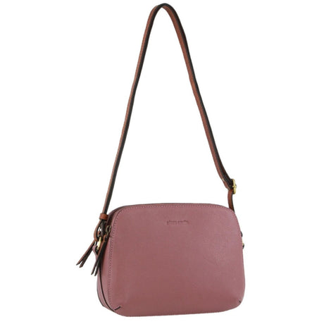 Pierre Cardin Leather Cross Body Bag - Dual Zip Shoulder Clutch - Rose