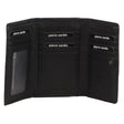 Pierre Cardin Womens Leather Woven Design Tri Fold RFID Wallet Travel in Black