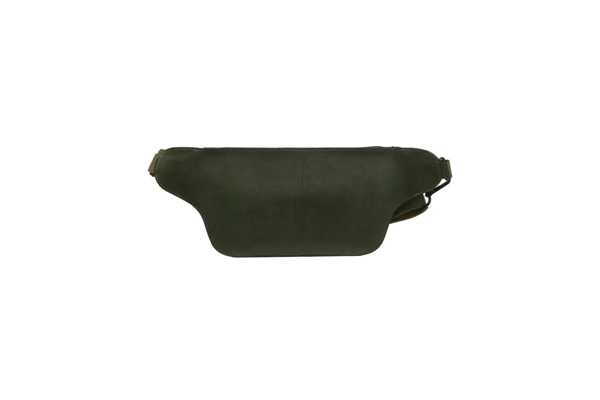 Pierre Cardin Mens Bum Bag Waist Pack Leather Travel Money Phone - Dark Green