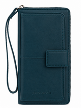 Pierre Cardin Womens Leather Zip Around Wallet RFID Blocking w/ Wristlet in Navy