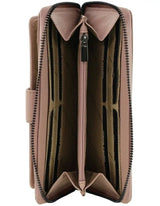 Pierre Cardin Womens Italian Leather RFID Zip Around Wallet - Pink (w/ Wristlet)