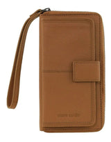 Pierre Cardin Womens Leather Zip Around Wallet RFID Blocking w/ Wristlet in Tan
