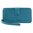 Pierre Cardin Womens Leather RFID Zip Around Wallet - Turquoise (w/ Wristlet)